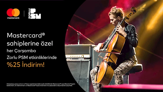 Mastercard logolu Yapı Kredi kartlarına her Çarşamba Zorlu PSM’de %25 indirim!