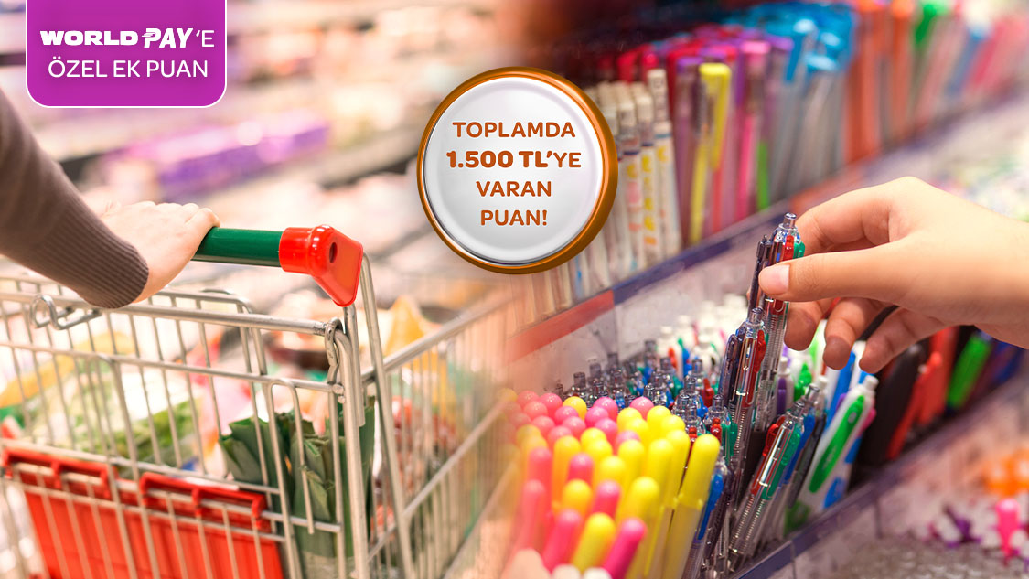 Gıda marketi ve kırtasiye alışverişlerinize toplamda 1.500 TL’ye varan puan hediye!