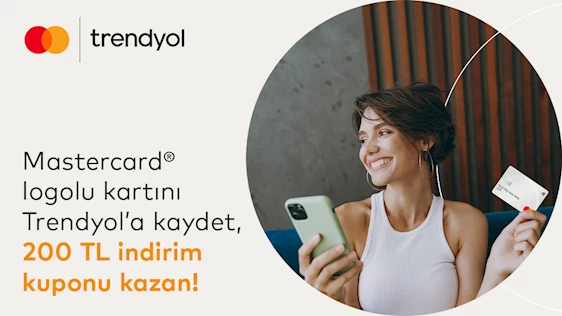 Mastercard® logolu Yapı Kredi banka ve kredi kartlarının Trendyol'da ilk kez kaydedilmesi halinde 200 TL Trendyol indirim kuponu hediye!
