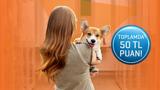 Petshop ve veteriner harcamalarınızın %10’u değerinde toplamda 50 TL’ye varan Puan!